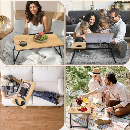Miniatura 4 de Mesa portátil ajustable para cama, mesa de cama para portátiles, soporte para portátil para camas, escritorio de regazo plegable para portátiles