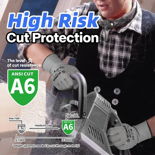 Miniatura 3 de Schwer 3 pares de guantes de trabajo resistentes a los cortes ANSI A6, a prueba de cortes, pantalla táctil, para hombres y mujeres, utilizados