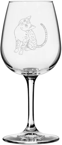 Miniatura 27 de Copa de vino de 12.75 onzas con temática de gato abisinio grabada para todo uso