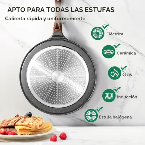 Miniatura 4 de SENSARTE Sartén antiadherente para crepé, revestimiento de granito suizo Dosa, sartén plana para panqueques, plancha Tawa de 10 pulgadas con mango