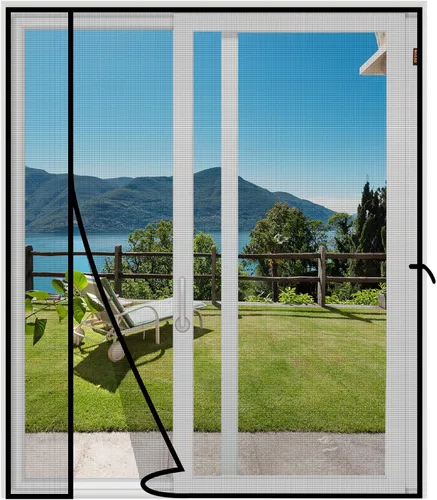 Miniatura 12 de MAGZO Puerta mosquitera magnética, se adapta a puertas de 32'' x 80'' (tamaño de malla de 34'' x 81''), apertura desplazada izquierda y derecha, Gris