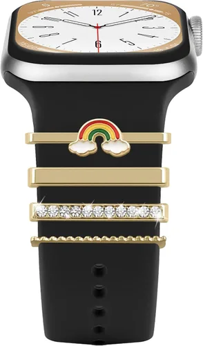Miniatura 10 de ALMNVO Bling Charms de diamante para correas de Apple Watch, Charms de 46 mm, 45 mm, 44 mm, 42 mm, 41 mm, 40 mm, 38 mm, 49 mm, anillos decorativos