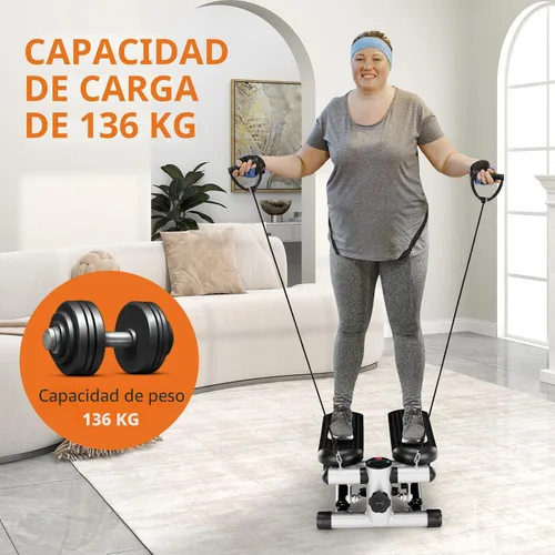 Miniatura 6 de Sweetcrispy Mini Escalones con Bandas de Resistencia para Ejercicio en Casa, Máquina de Ejercicio de Escalón con Giro Portátil para Entrenamiento