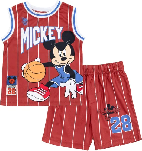 Miniatura 8 de Conjunto de playera y pantalones cortos de baloncesto para niños de Disney – Atuendo deportivo para niños pequeños y grandes (2T-10/12)