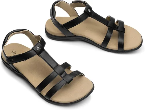 Miniatura 7 de Rihero Sandalias ortopédicas con soporte de arco para mujer, ortopédicas, cómodas, para caminar, informales, ajustables, para verano, playa