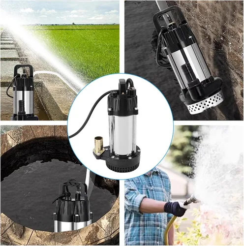 Miniatura 7 de Hilitand Bomba sumergible 300 W 72.2 ft de alta elevación sin escobillas de cobre motor de acero inoxidable cuerpo cilindro bomba de pozo