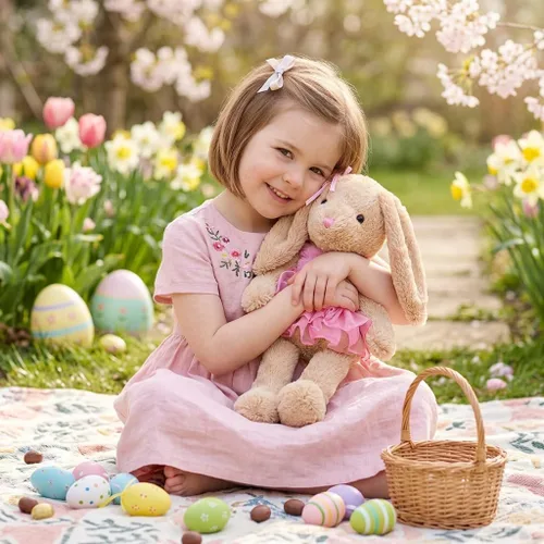 Miniatura 2 de HollyHOME Conejo de ballet de peluche de conejo en vestido de gasa lindo conejo de Pascua muñeca para niños 21 pulgadas rosa