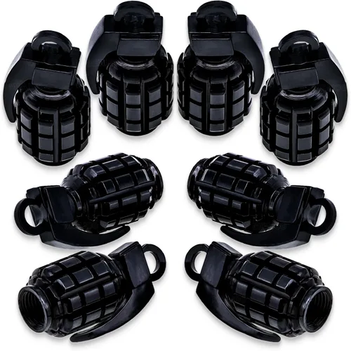 8 tapas de vástago de válvula de neumático, tapas de válvula de neumático de acero inoxidable para automóviles, camiones, SUV, motocicletas, Negro