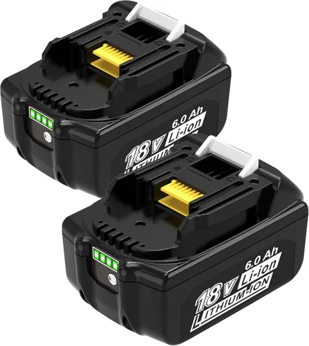 Worthmah Paquete de 2 baterías de litio de 6000 mAh 18 V de larga duración para batería Makita de 18 V BL1860B BL1850B BL1815 BL1840B BL1815,