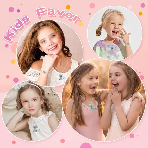 Miniatura 5 de Precioso juego de joyas de gato con diamantes de imitación arcoíris para niñas, collar con colgante para niña, pulsera para niña, regalo de joyería