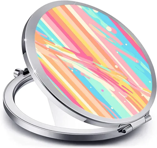 Miniatura 14 de Espejo compacto para mujeres, mini espejo redondo de maquillaje de viaje de bolsillo, bonito espejo de bolsillo plegable portátil pequeño para Flor