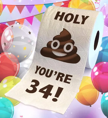 Miniatura 2 de Printed TP Holy You're 34 Birthday - Papel higiénico de regalo de broma para fiesta de cumpleaños 34, divertido regalo de cumpleaños, broma de papel
