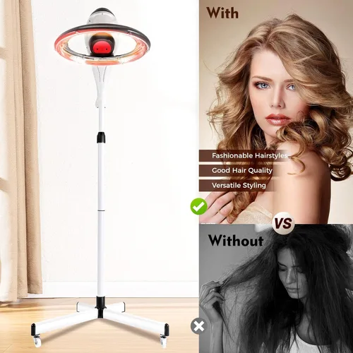Miniatura 4 de YIYIBYUS Secador de pelo de pie, procesador profesional giratorio orbitante para teñir el cabello, tratamiento con aceite, secado de cabello, Gris