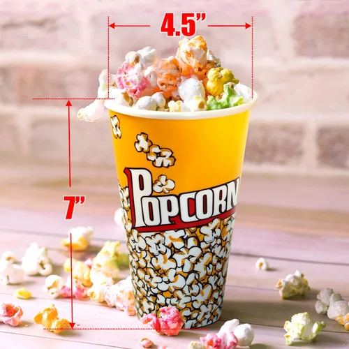 Miniatura 3 de Novelty Place Contenedores de plástico para palomitas de maíz de estilo retro para noche de películas, 7 pulgadas de alto x 4.5 pulgadas de diámetro