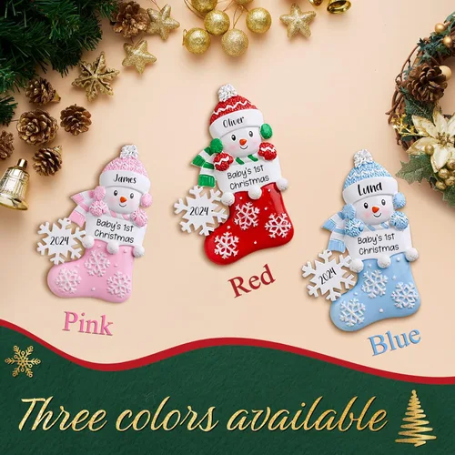 Miniatura 4 de Adorno personalizado para la primera Navidad del bebé 2025, adorno de poliresina para la primera Navidad del bebé para decoración del árbol