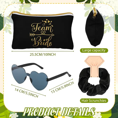 Miniatura 2 de Sweetude 27 bolsas de maquillaje cosmético para dama de honor, regalo para novia, coleteros para el cabello de novia, lazos en forma de corazón