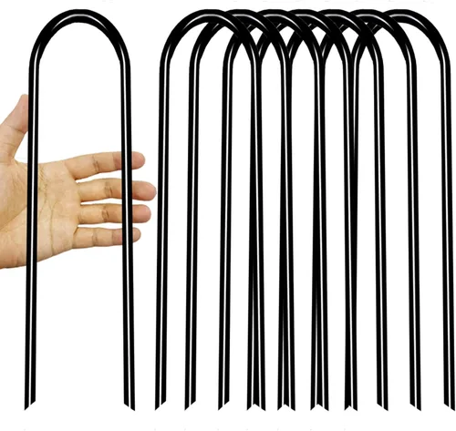 Miniatura 7 de Estacas de trampolín de 10 pulgadas, piezas de trampolín resistentes, estacas de viento tipo U, 8 anclajes de suelo, estacas de acero galvanizado