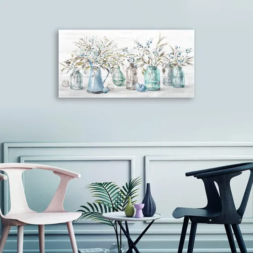 Miniatura 4 de Yearainn Lienzo decorativo para pared, diseño floral índigo, en frasco, botella de flores botánicas, 20 x 40 pulgadas, decoración de pared para sala