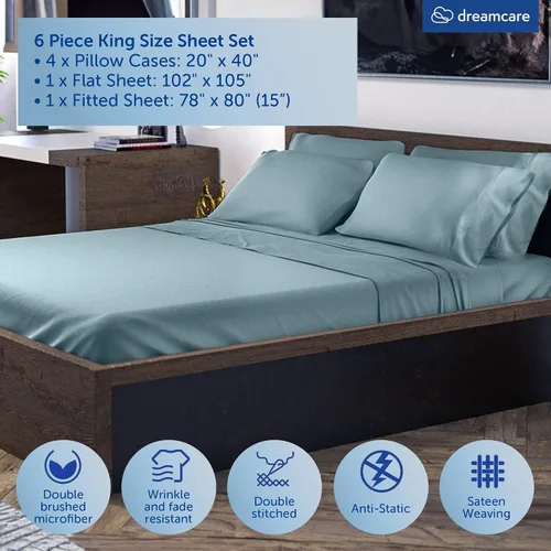 Miniatura 522 de DREAMCARE Juego de sábanas Queen – 6 piezas Sábanas de enfriamiento – hasta 15” Sábanas profundas tamaño Queen – Colección 2500 Supreme – Extra 03