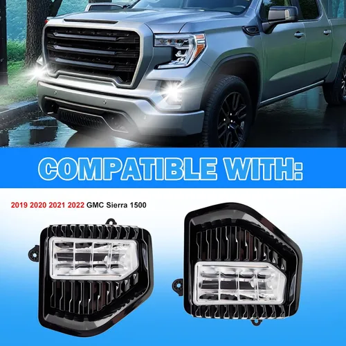 Miniatura 6 de Luces antiniebla LED para parachoques delantero, para GMC Sierra 1500 2019-2022, lámparas de conducción con interruptor y arnés de cableado, par