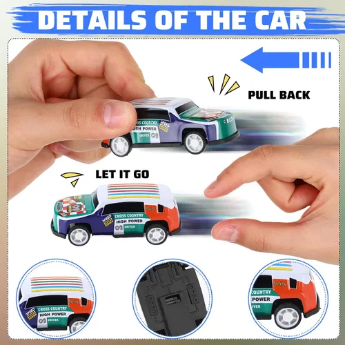 Miniatura 5 de Jenaai 100 unidades de mini autos de juguete para tirar hacia atrás a granel, autos de carreras fundidos a presión, recuerdos de fiesta para niños