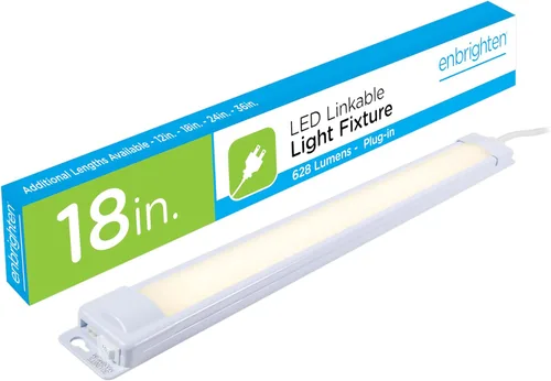 GE - Barra de luz LED fina de alta calidad para debajo del clóset, 12 pulgadas, enchufable, convertible a cable directo, enlazable, 38846