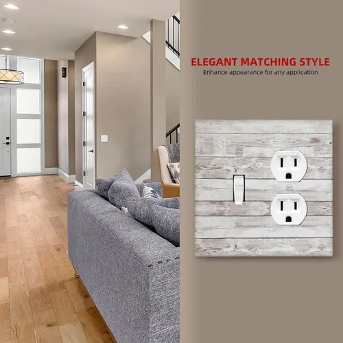 Miniatura 780 de Placa Decorativa de Pared de Granja Rústica con Cuerno de Madera para Puerta de Granero 1 Banda Duplex Cubiertas de Toma Eléctrica Soltera