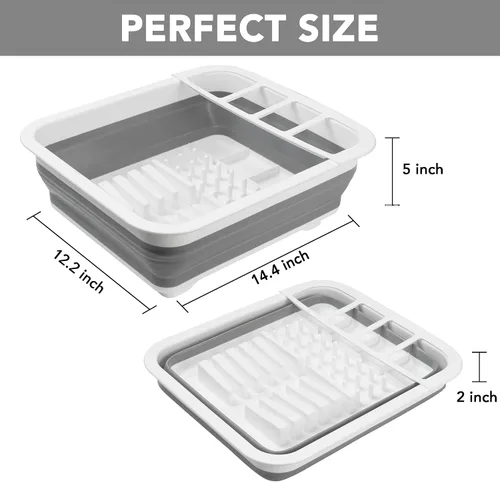 Miniatura 2 de Tiawudi Escurridor de platos plegable, escurridor de vajilla desplegable, organizador de platos portátil para cocina, caravanas, remolques de viaje