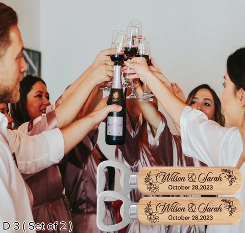 Miniatura 4 de Abrebotellas personalizados, nombres de pareja personalizados de madera y abridores de fecha para regalo de boda, regalos ideales para boda