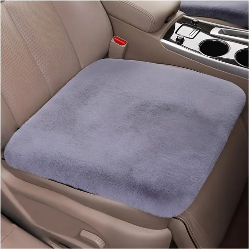 Miniatura 7 de Paquete de 2 cojines para asiento delantero de automóvil, funda suave y cálida de piel sintética de conejo para asiento de automóvil, almohadilla