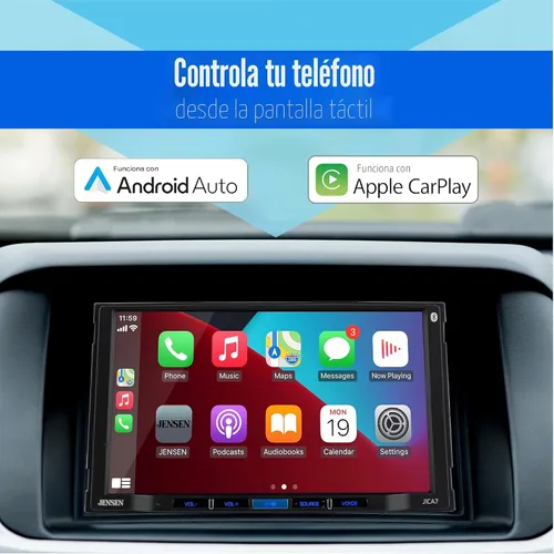 Miniatura 2 de JENSEN J1CA7-BUC Apple CarPlay Android Auto certificado de 7 pulgadas Radio estéreo de coche con pantalla táctil doble DIN Llamadas manos libres