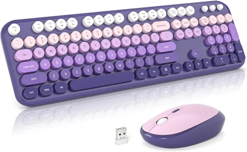 Miniatura 12 de Teclado y mouse inalámbricos, máquina de escribir, teclado de tamaño completo con teclado numérico y mouse conectado USB 2 en 1 para Windows 7/8/10