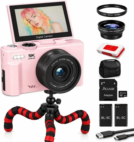 Miniatura 11 de Cámara digital 4K/5K - Cámara de vlogging UHD de 75MP para fotografía y video, WiFi, enfoque automático, pantalla abatible de 3 pulgadas, zoom 18X