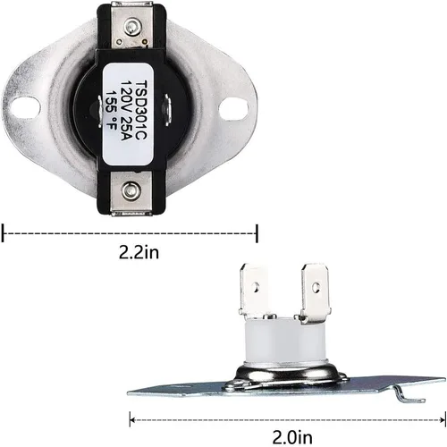 Miniatura 5 de 3977393 Fusible térmico para secadora 3387134 Termostato de ciclismo 3392519 Fusible térmico 3977767 Termostato de secadora compatible con secadores