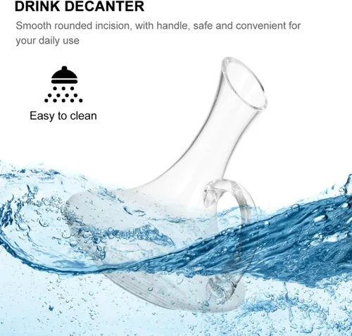 Miniatura 6 de Decantador de vino de vidrio con asa, decantador de vino tinto transparente para amante, jarra