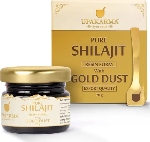 Upakarma Ayurveda - Resina pura suave de Shilajit/Shilajeet con cuchara, fuente natural de ácido fúlvico y oligominerales, paquete 1 (0.70 onzas