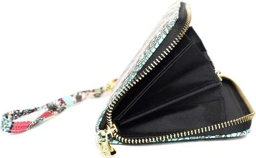 Miniatura 51 de Cartera de mano para mujer, estilo bohemio, con RFID, elegante, espaciosa con correa para viajes, capacidad para tarjetas, teléfono, dinero