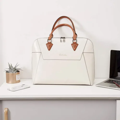 Miniatura 3 de BOSTANTEN Maletín de cuero para mujer de 15.6 pulgadas, bolso de hombro para laptop, oficina, trabajo, bolso cruzado