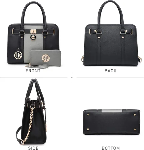 Miniatura 3 de Dasein Bolsos de mano para mujer, monederos, bolsas de hombro con asa superior, bolso de trabajo, 2 piezas