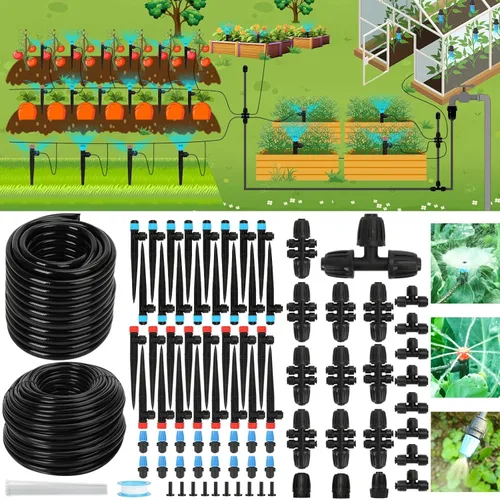Miniatura 9 de Sistema de riego por goteo: sistema de riego de jardín mejorado 2026 con tubo de 46 pies y 1/2 pulgadas, nuevo rociador automático de conexión