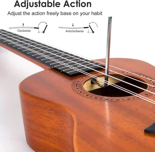 Miniatura 4 de AKLOT Ukelele tenor de 5 cuerdas, ukelele tenor de 26 pulgadas, color caoba maciza, ukelele con bolsa de concierto, cinturón, cuerdas adicionales