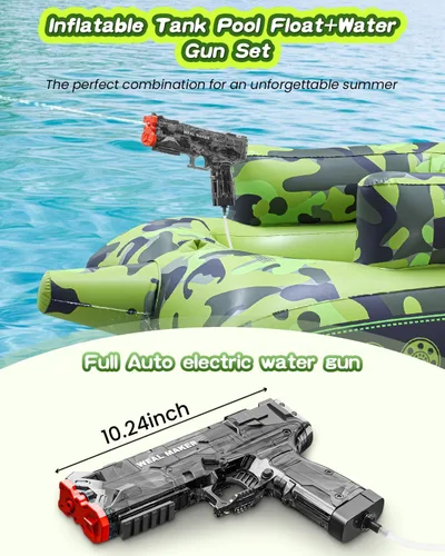 Miniatura 2 de Pistola de agua eléctrica automática con flotadores de piscina, divertidos flotadores inflables de piscina para fiesta en la piscina, con potentes