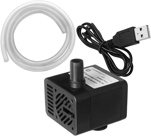 PULACO DC 5V USB Mini bomba de agua sumergible con tubo para fuente de mascotas, tanque de peces de acuario, estanque, fuente, hidroponía