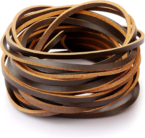 Miniatura 7 de TeeLiy 3 mm Cordón plano de tira de cuero genuino de 3 mm de ancho, cuero de grano completo de piel de vacuno, cordones de encaje, trenzado Atlantis