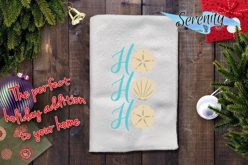 Miniatura 6 de Decoración de Navidad Toallas decorativas de cocina y baño Conchas marinas de playa Ho Ho Ho Novedad de invierno de Navidad Toalla blanca