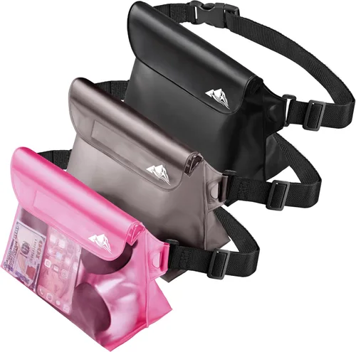 Miniatura 15 de HEETA Paquete de 2 bolsas impermeables con correa para la cintura, bolsa seca táctil con cinturón ajustable para teléfono, objetos de valor