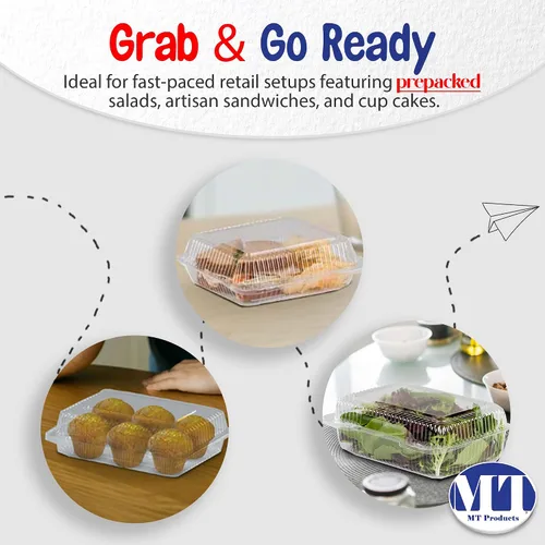 Miniatura 3 de MT Products Recipientes transparentes para llevar OPS de 6.8 x 5.6 x 2.1 pulgadas, recipientes de plástico para postres con tapas, paquete de 40