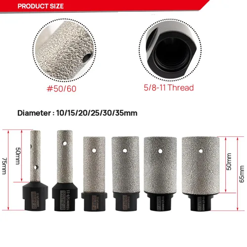 Miniatura 2 de DT-DIATOOL Dedo de diamante/broca de fresado de diámetro 1 "(25 mm) para agrandar o reparar agujeros de azulejos de porcelana, piedra superficial