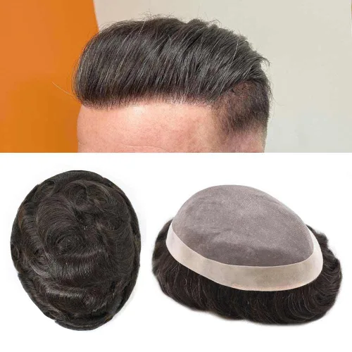 Miniatura 55 de Mens Toupee Hair Piece For Men Fine Mono Men Hair System Toupee For Men Hair Piece Real Human Hair System For Men Protesis Capilar Para Hombre 6x9