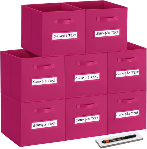 Miniatura 27 de Cubos de almacenamiento de tela (juego de 8) cubos de almacenamiento de 11 pulgadas, cubos de almacenamiento con 8 etiquetas, tarjetas de ventana